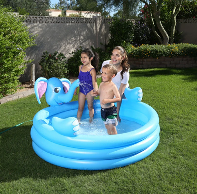 Летняя Детская забава игра аквапарк бассейн Спрей Вода 3 слоя надувной слон Животное Бассейн для наружного сада младенческой плавания