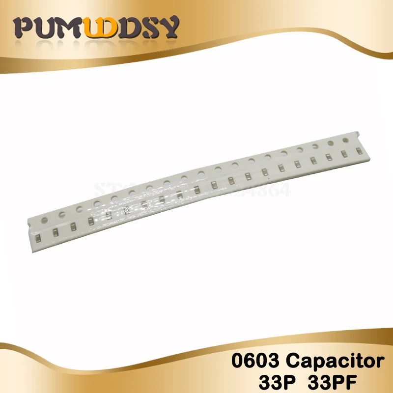 

100pcs 33PF NPO Error 5% 50V 0603 33P SMD Thick Film Chip Multilayer Ceramic Capacitor