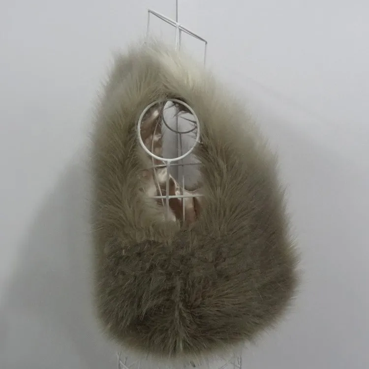 Pescoço Feminino Faux Fur Jaquetas Sem Mangas