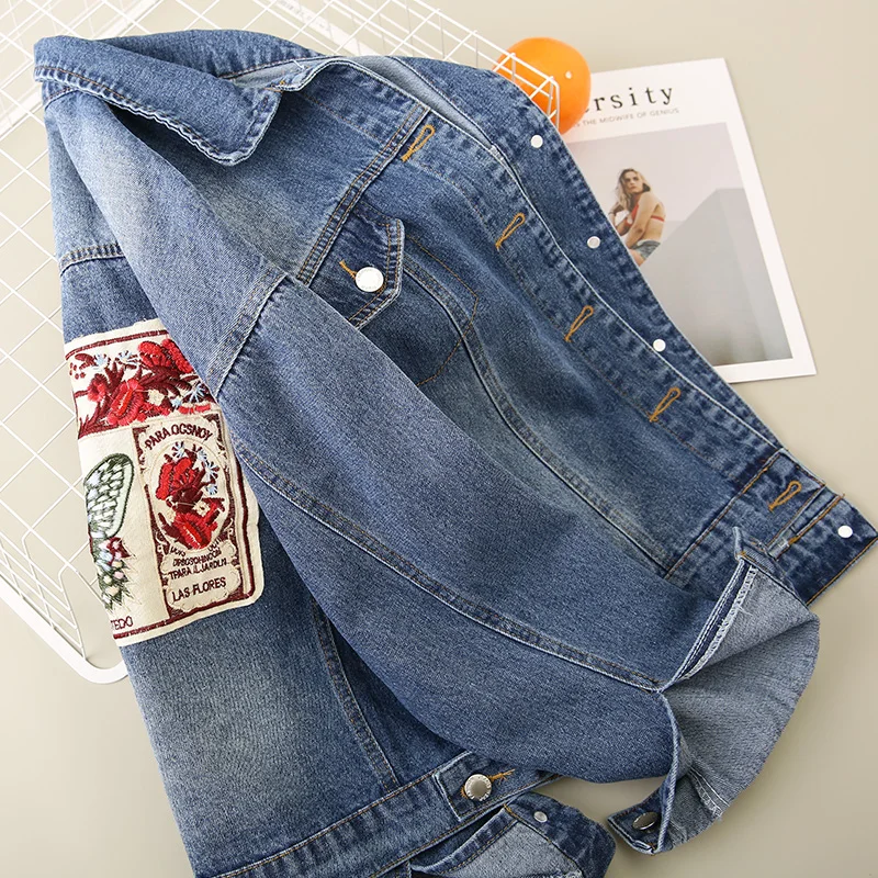 Butterfly Embroidery cowboy jacket lady cool spring and autumn 2018 new Korean Harold style jacket Coats