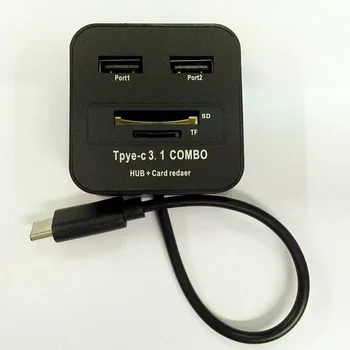 

Free Shipping Retail Black 2 Port USB3.1 Type -C (SD/TF) the latest USB 3.1 Type-C Interface Combo Hub Cardreader