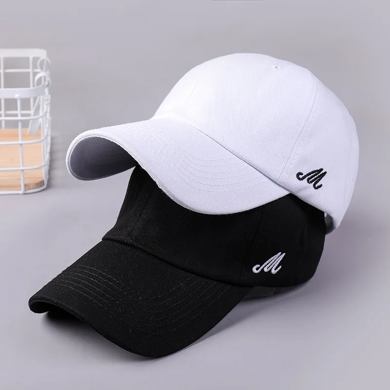 

Xiongbang002 100% Cotton Hats Side M Letter Embroidery Baseball Caps Solid Casual Cotton Snapbacks Peaked Bone Casquette