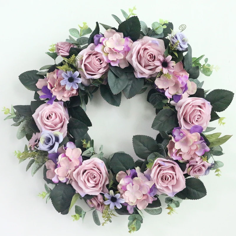 JAROWN Artificial Wreath Threshold Flower Simulation Silk French Rose Floral Garland Wedding Party Decor Home Office Door Flores (18)
