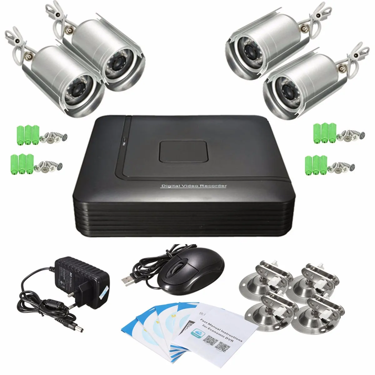 NEW H.264 8CH CCTV DVR 1300TVL Surveillance Security System With 4 IR Night Camera Home Security Surveillance Kit