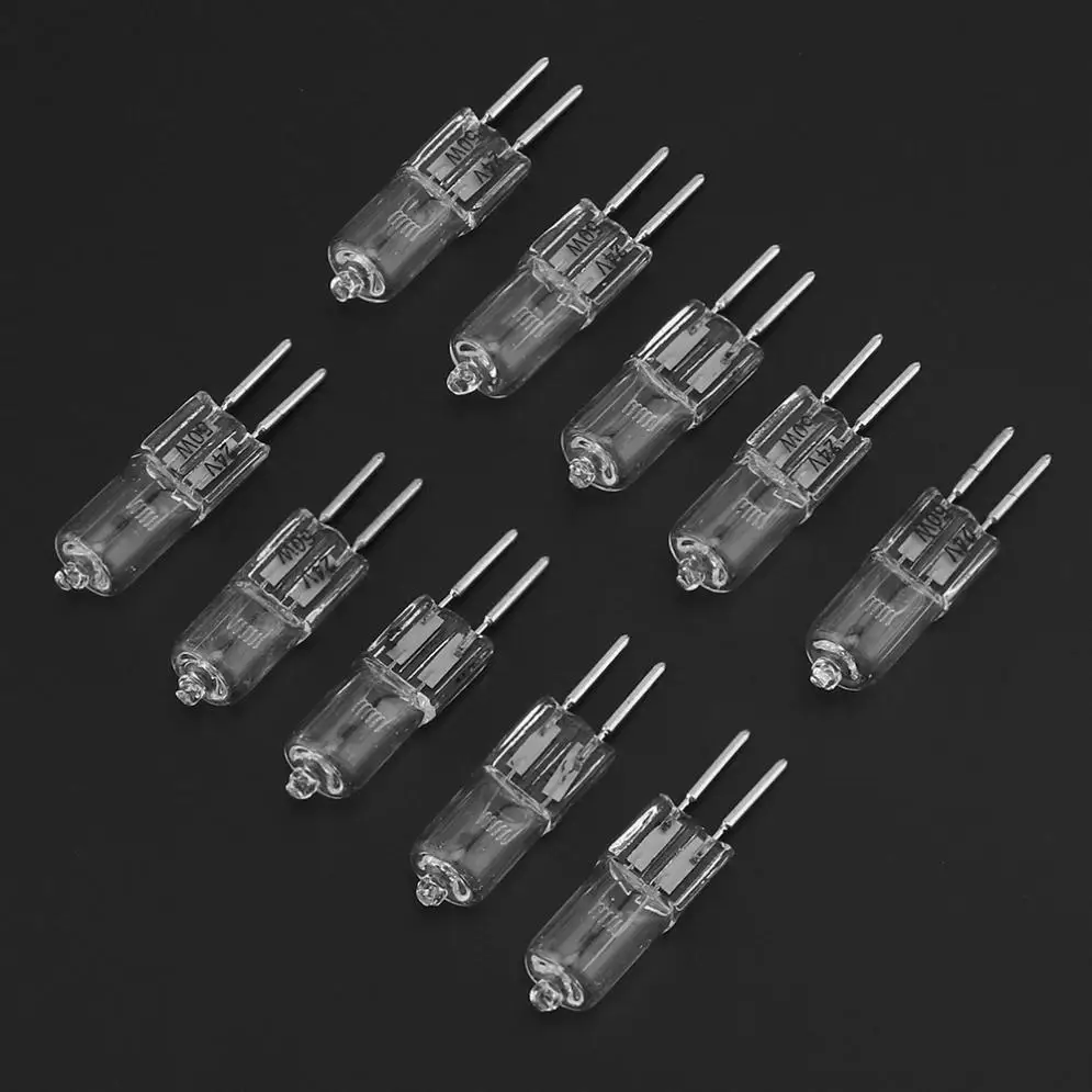 

Sale 10pcs G5.3 24V 50W Halogen Light Bulbs Long Life Capsule Lamps Warm White Clear Bulbs