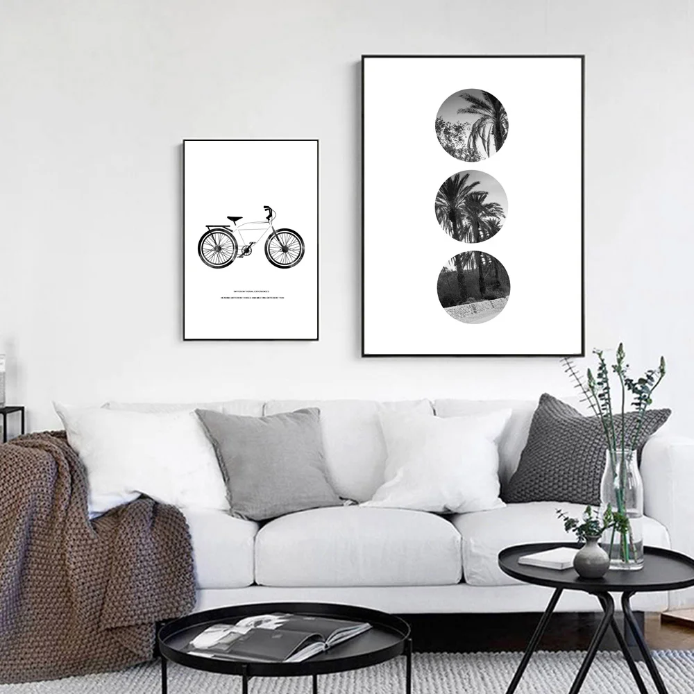 Abstract Wall Art Canvas Painting Coconut Tree Nordic Poster Minimalist Canvas Prints Black And White Wall Pictures Unframed