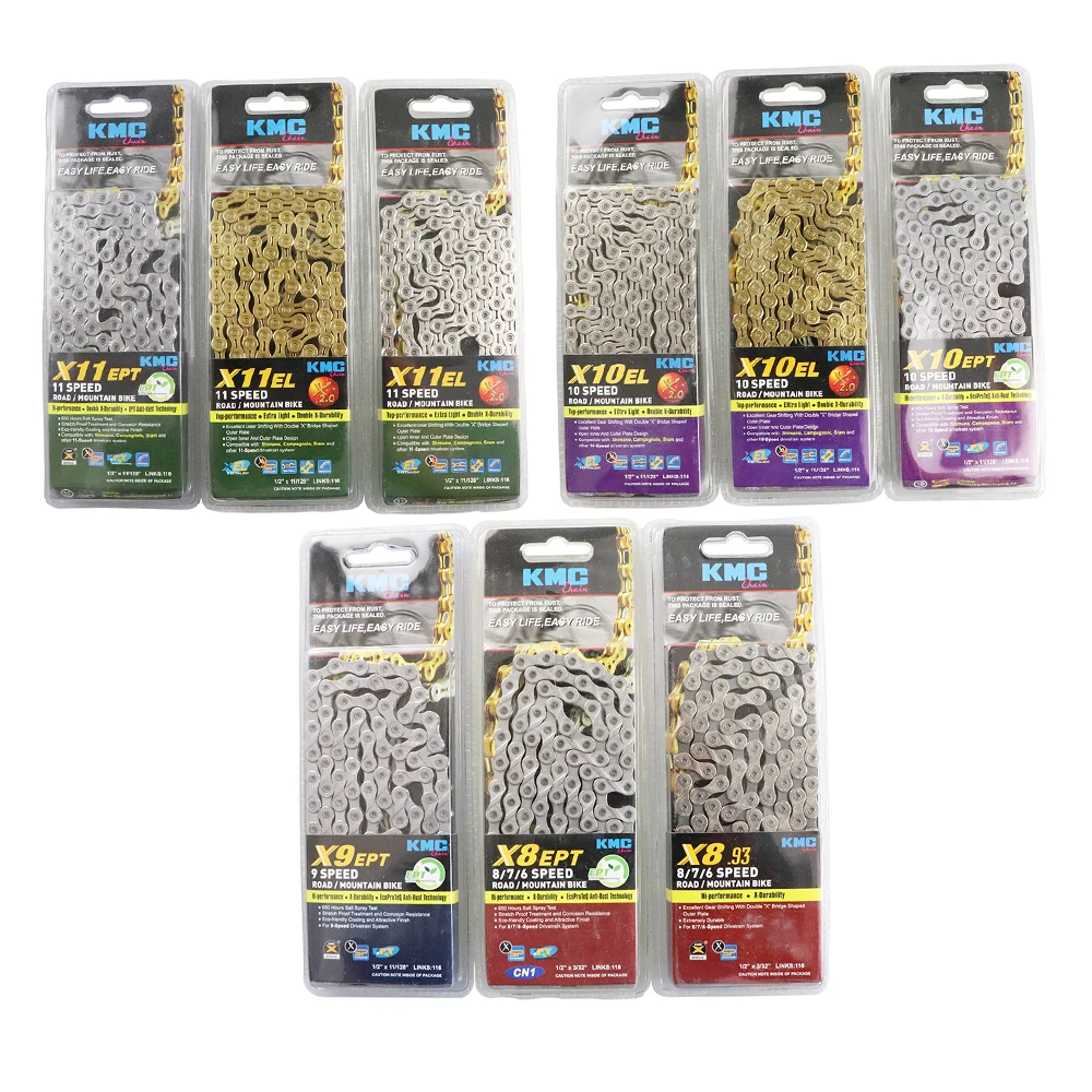 

X8EPT X9EPT X10EL X11EL KMC Bike Chain Extra Light 8 9 10 11S 116L MTB Road Mountain Bicycle Chain For SHIMANO SRAM 8/9/10/11S