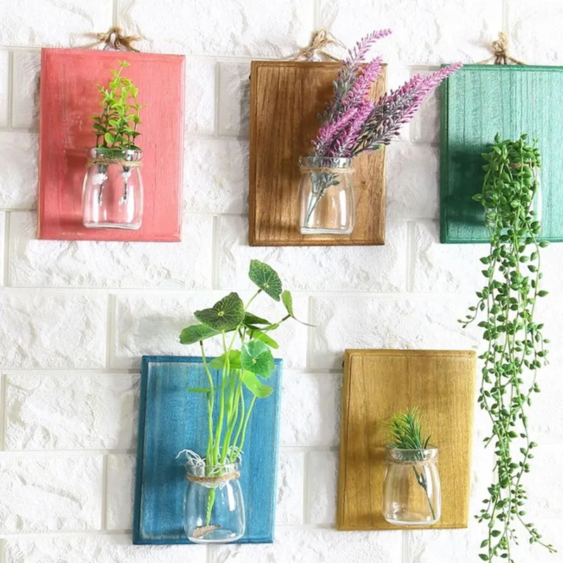 

Solid wood creative home background wall hydroponic plant wall decoration wall hanging planting vase (without plants) AP10111349