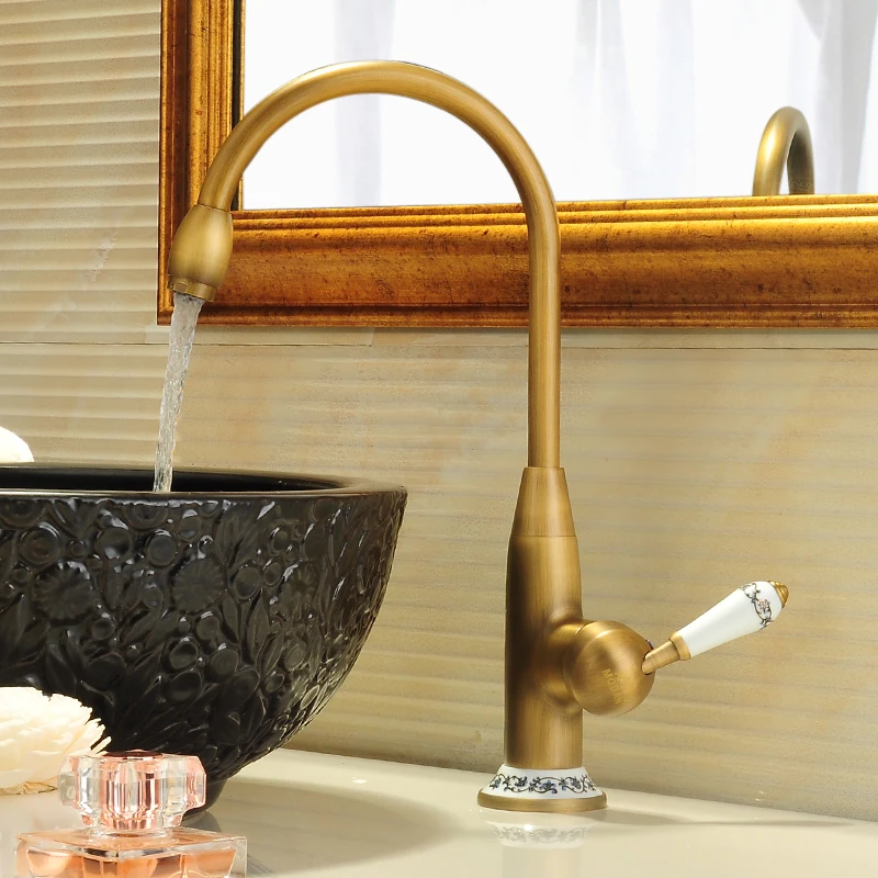 

antique copper faucet single hole basin faucet hot wash basin faucet retro rotation