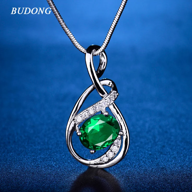 

BUDONG Fashion Infinity Silver Color Vintage Pendant Snake Chain Necklace for Women Purple Crystal CZ Wedding Jewlery XUP025