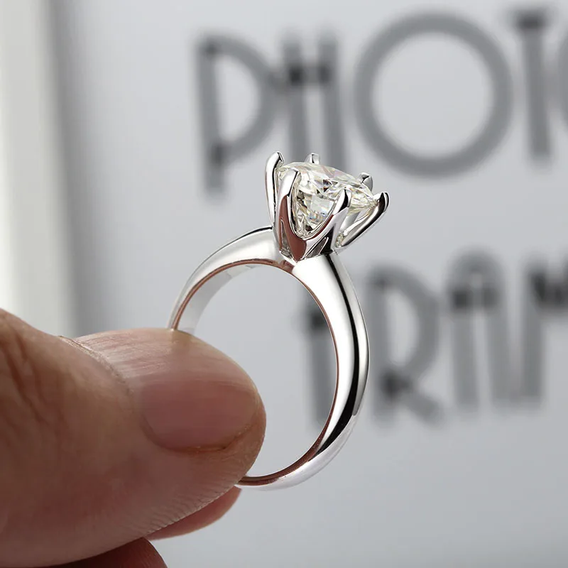 2ct Тесты положительный moissanites кольцо лаборатория выросли с бриллиантом пасьянс в