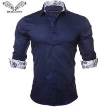 VISADA JAUNA Men’s Shirt 2017 New Arrivals Fashion Casual Style Long Sleeve Solid 100% Cotton Slim Fit Dress Male Shirts N795