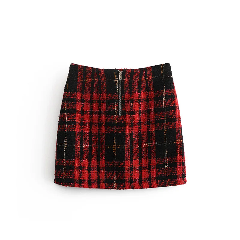 Новинка, Высококачественная дизайнерская юбка для подиума, Женские винтажные мини-юбки в красно-черную клетку с пуговицами льва