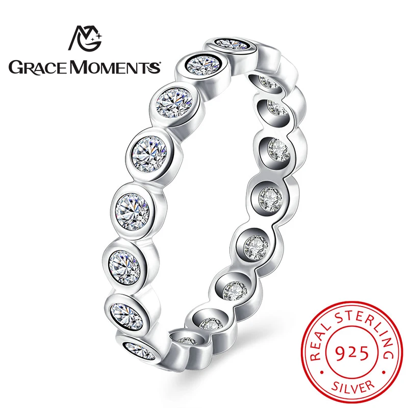 GRACE MOMENTS 925 Sterling Silver Alluring Brilliant Round Zircon