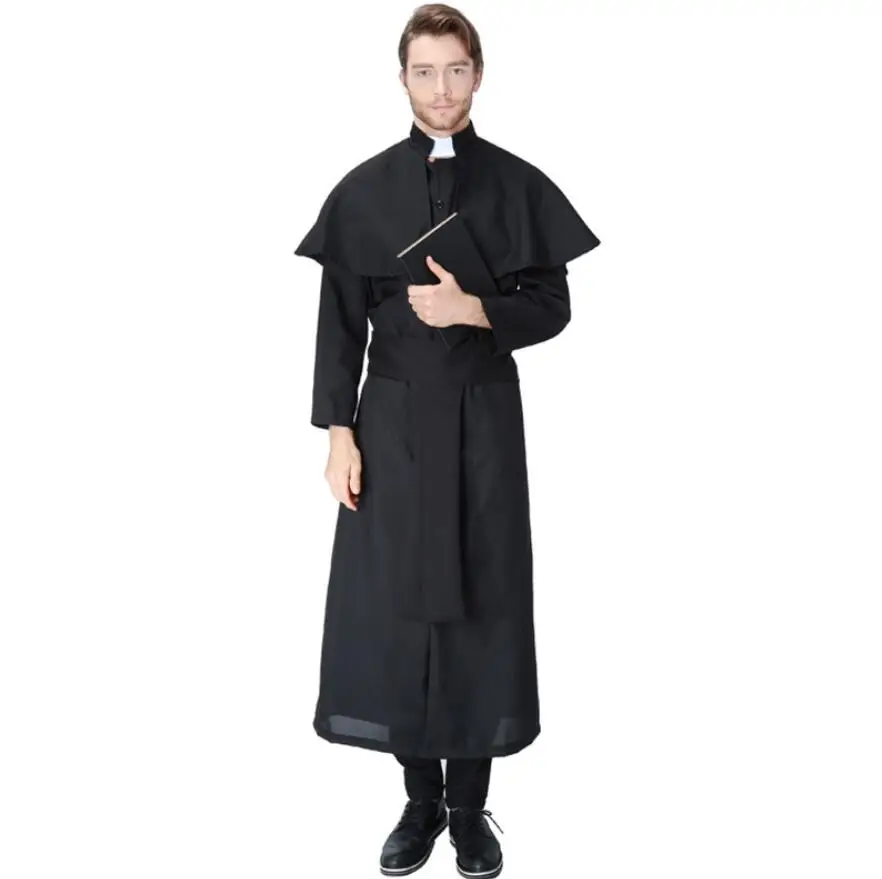 М-XL высокое качество костюм священника Хэллоуин для Для мужчин Рождество миссионеров партия одежды для взрослых Для мужчин FR Иисус Бог Косплэй костюмы