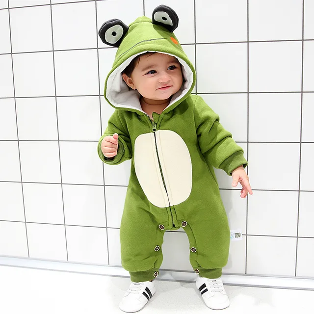 Baby Boy Girls Green Color Warm Rompers Baby Boy Suits Kids Jumpsuits