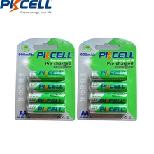 8 шт/2 карты PKCELL AA Аккумуляторная батарея AA NiMH 1,2 V 600mAh ni-mh 2A предварительно заряженные аккумуляторные батареи для камеры