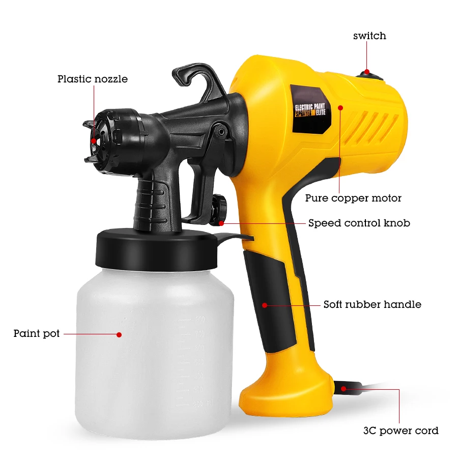 Electric Handheld Spray Gun Paint Sprayers High Power Home Electric Airbrush For Painting Cars Wood Furniture Wall Woodworking