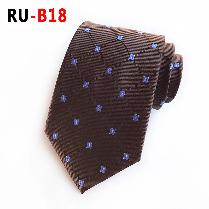 

Classic Men Brown Dot Ties Checks Jacquard Woven Mens Necktie Party Wedding Charming Decor Light-colored Suit Accessories