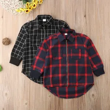 Новые рождественские рубашки с длинными рукавами для маленьких мальчиков и девочек, блузки в красно-черную клетку, детская Рождественская одежда