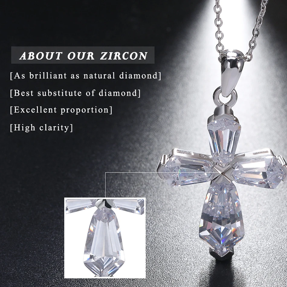 ORSA JEWELS Классические стерлингового серебра 925 пробы Крест циркон кулон ожерелья для женщин вера бижутерия из натурального серебра подарок ASN66
