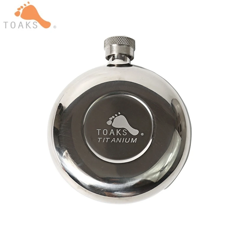 

TOAKS Titanium Wine Flask 150ml Portable Hip Wine Alcohol Flask Cap Pocket Wine Bottle for Whiskey with Bag Mens Gift FLASK-150