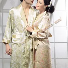 Пижама из чистого шелка с принтом и длинными рукавами, ночные рубахи для двоих, sy-2059 с бантом