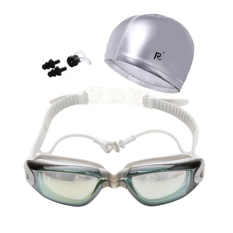 Новые очки для дайвинга с колпачком для взрослых, ушные затычки для носа, набор профессиональных водонепроницаемых противотуманных УФ-очков для плавания, очки для плавания