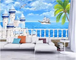 3D настенные фрески обои для гостиной стен 3 D фото обои Средиземноморский балкон парусник пейзаж на заказ роспись