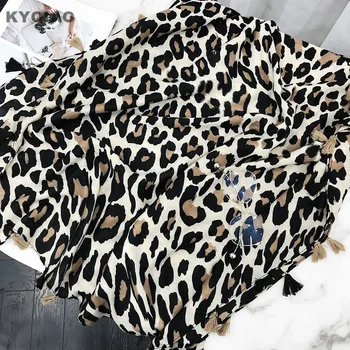 

KYQIAO Leopard scarf luxury brand women winter scarf female autumn spring Spain style long leopard print scarves cape