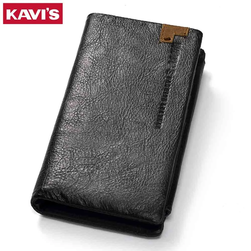 

KAVIS Genuine Leather Wallet Men Long Portomonee Male Cuzdan PORTFOLI Perse Vallet Walet Clutch Pocket and Coin Purse Money Bag