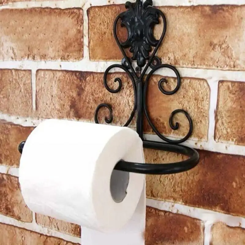 Железный держатель для туалетной бумаги, настенный держатель для ванной комнаты, держатель для туалетной бумаги, 1 шт., винтажный черный, белый, бронзовый держатель для бумаги#05