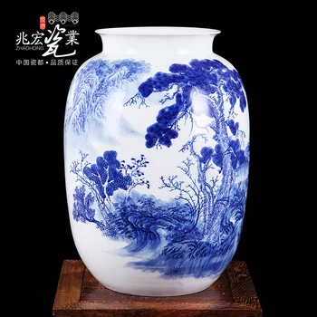 

Jingdezhen Chinese antique ceramics hand-painted Qinghua large vase decoration design high-end gifts Home Furnishing living room