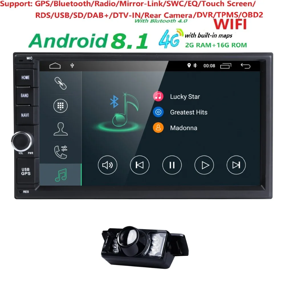 

New Android 9.0 Car Audio GPS Navigation 2DIN Car Stereo Radio Car GPS BT USB Universal Player 4G WIFI SWC DVR Free rear camera