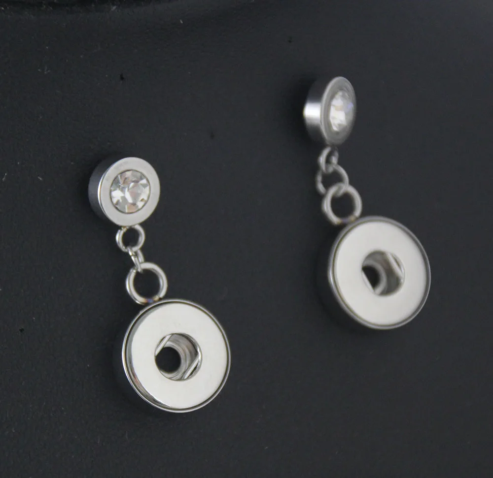

2016 Direct Selling Real stainless steel Women Crystal Orecchini Brincos Oorbellen Snap Earring (fit 12mm Snaps) EA205