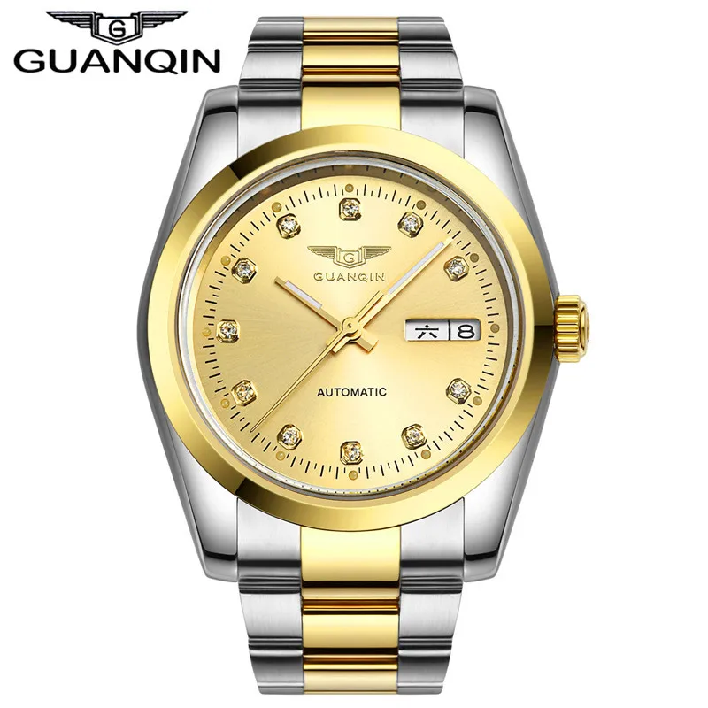

Automatic watch men Luxury GUANQIN Waterproof Diamond sapphire Men gold watch men watches top brand 12 month Guaranteed!