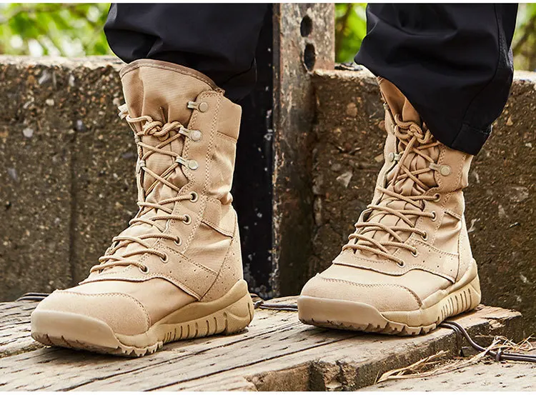 36-46 Size Summer Army Fans Combat Boot Men Women Outdoor Climbing High Top Hiking Shoes Tactical Training Desert Military Boots