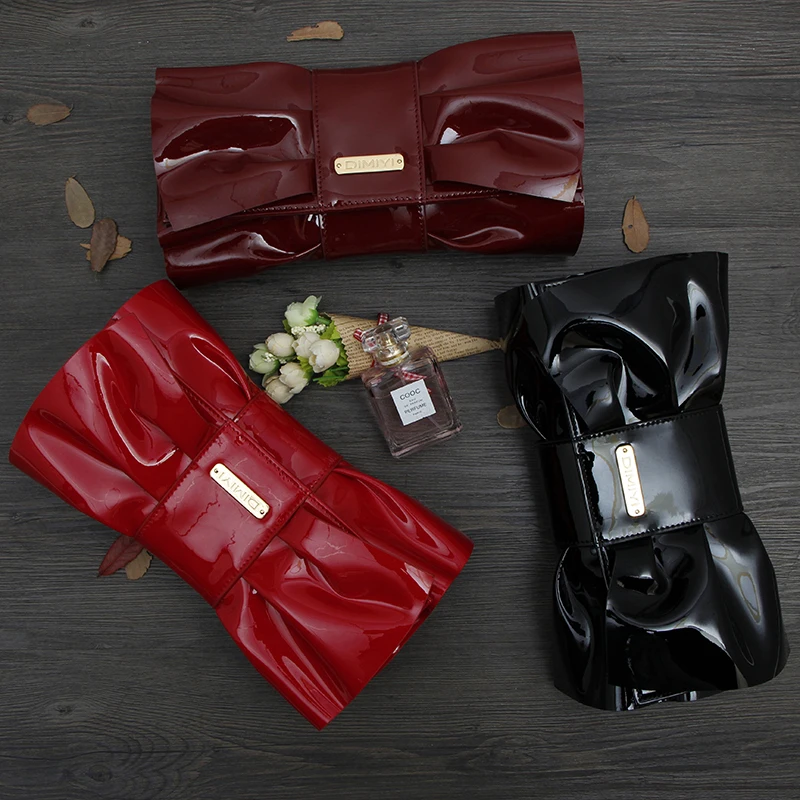 

2018 New Bag Europe and America Shoulder Bag Simple Patent Leather Clutch Bag Red Leather Handbags Bride Bag Ins Popu