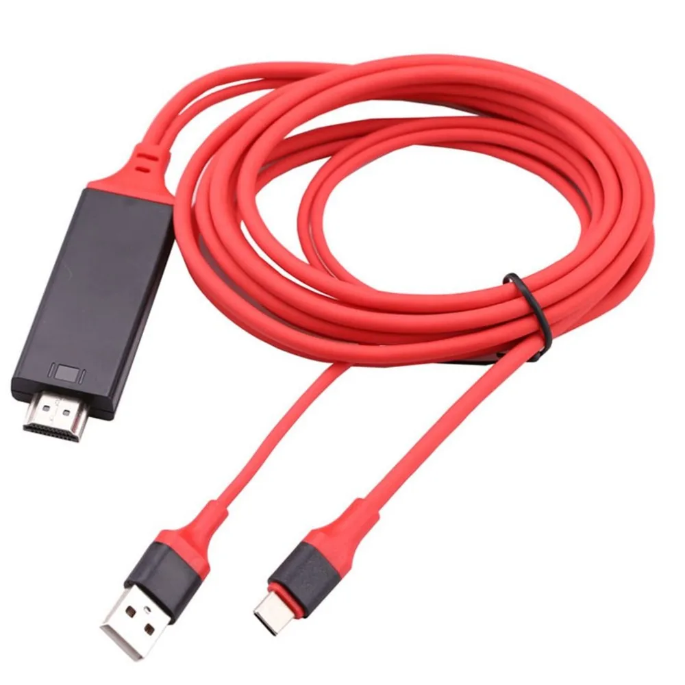 USB-C Тип C к HDMI HD ТВ кабель адаптер HDMI кабель для samsung Galaxy S10 Note 9 MacBook прочный красный цвет портативный