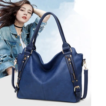 

Women Shoulder Bags Cross-body Handbag Casual Women's Large Hobo Bag Solid Soft PU Leather Shopping Bag for Women