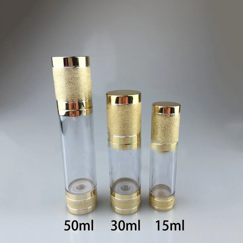 15ml 30ml 50ml Gold Plastic Airless Bottle Empty Essential Oil Eye Cream Lotion Packaging Press Pump Containers Free Shipping | Красота и