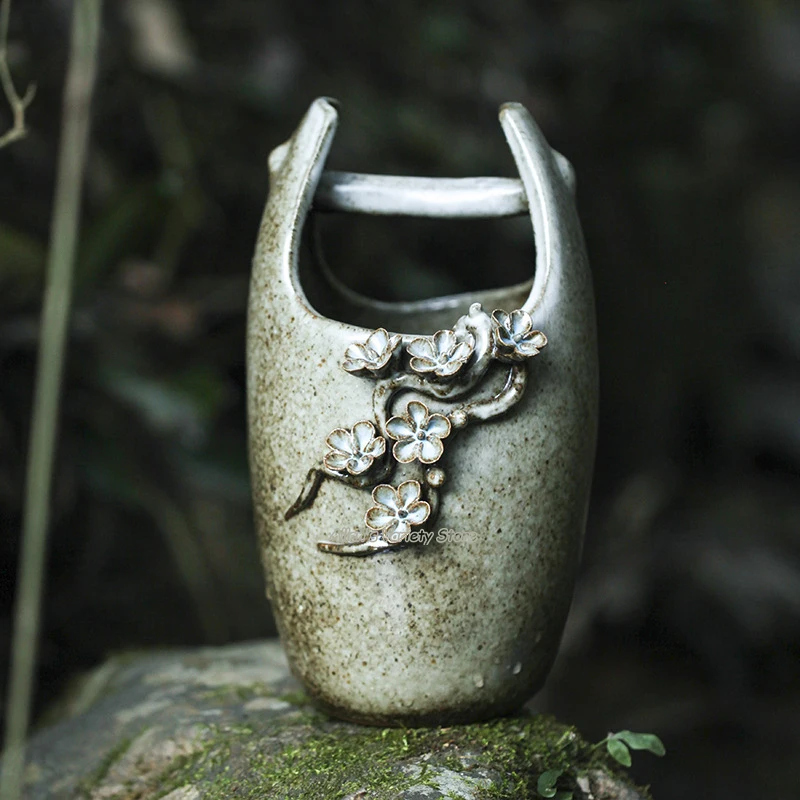 Jindezhen Embossed flower Pottery Jar Porcelain Vase container Flower