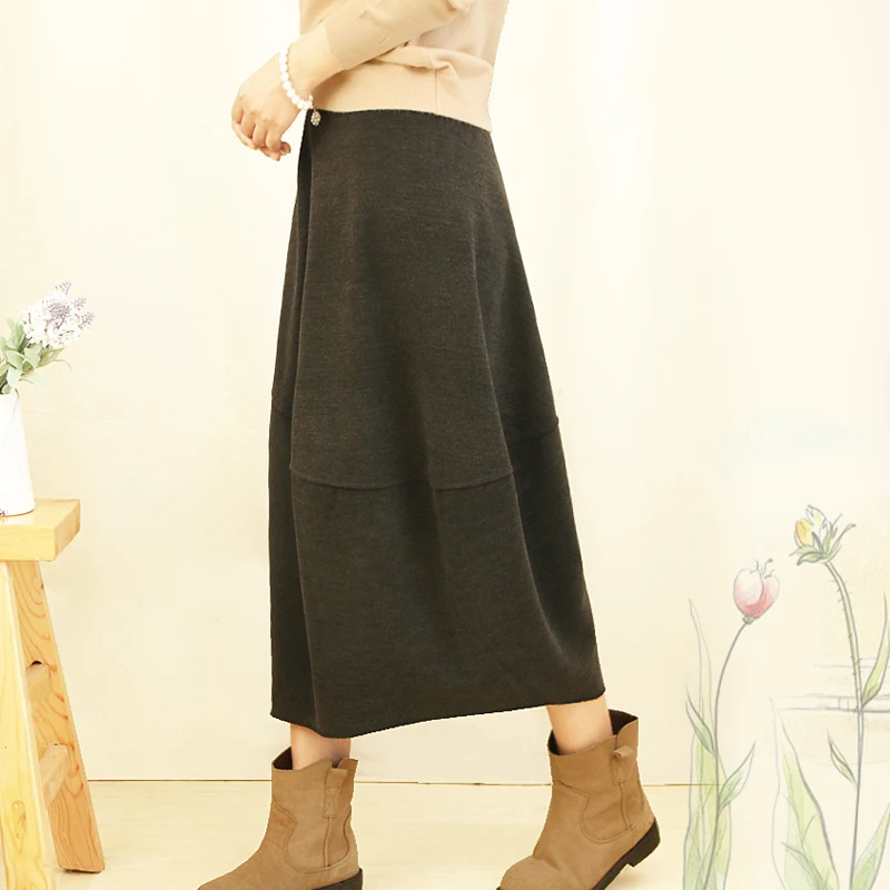 Buy Women Vintage Autumn and Winter Woolen Skirts Mori