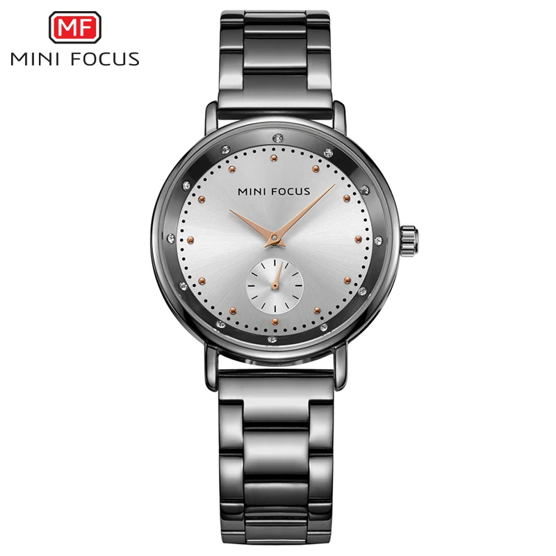 

MINI FOCUS Brand Luxury Ladies Watches Stainless Steel Quartz Women Watch Women Diamonds Wristwatch Black Clock Relogio Feminino
