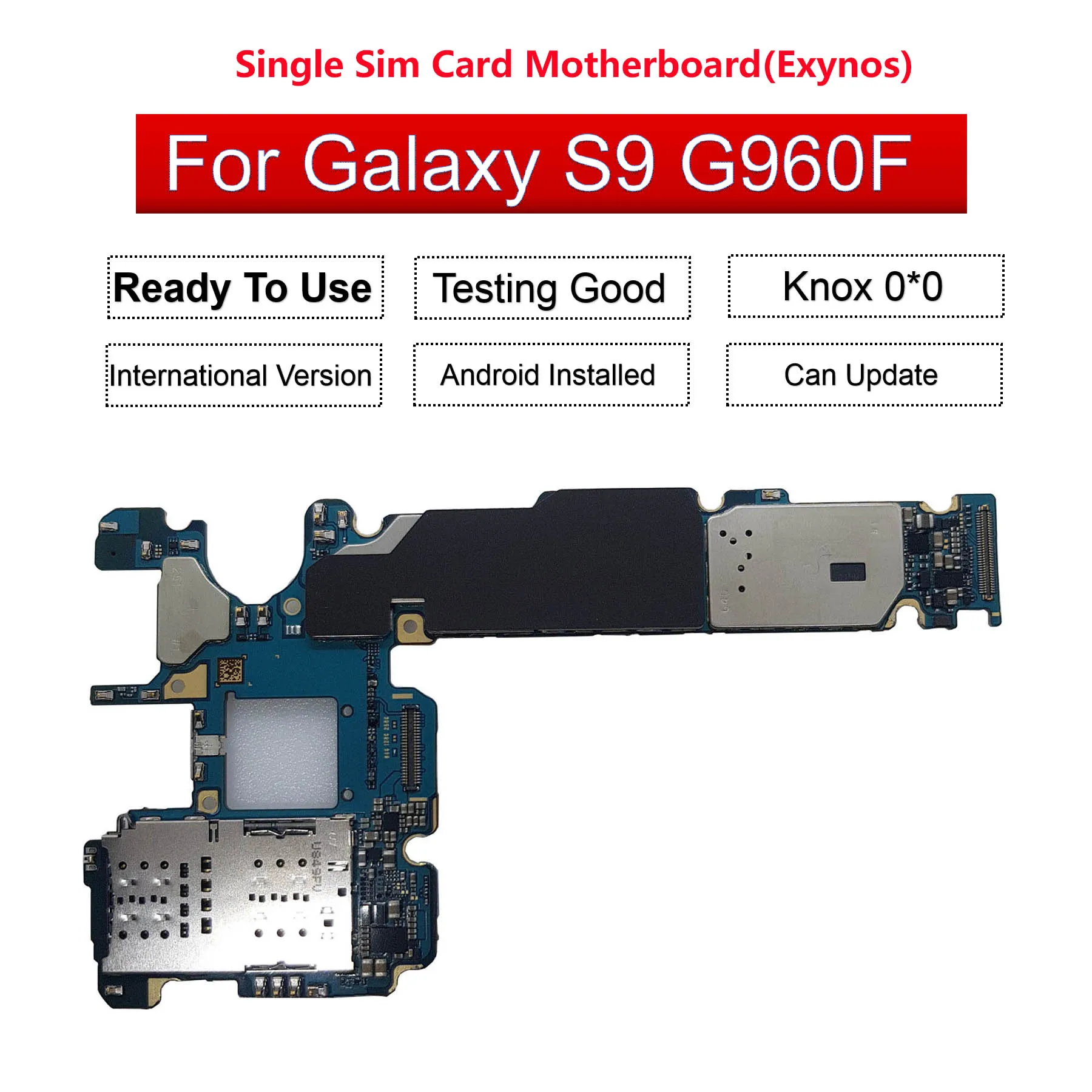 

Original Motherboard For Samsung Galaxy S9 G960FD G960U G960F Single Dual Sim 64GB Unlocked Logic Board Android 8 Clean IMEI