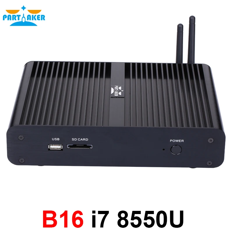 Partaker B16 DDR4 Fanless Mini PC Intel Core i5 8250U i7 8550U 32GB RAM 512GB SSD 4