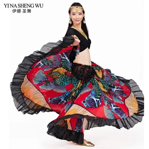 Женская юбка для танца живота, юбка с большими цветами, 720 градусов