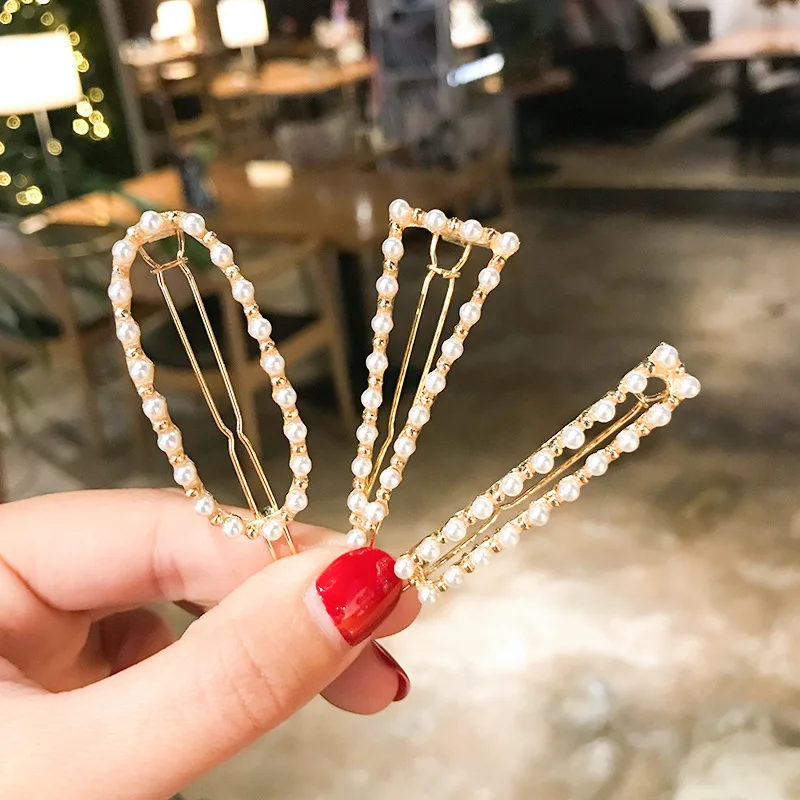 

New Fashion Women Pearl Hair Clip Snap Hair Barrette Stick Hairpin Hair Styling Accessories For Women Girls Dropshipping M30