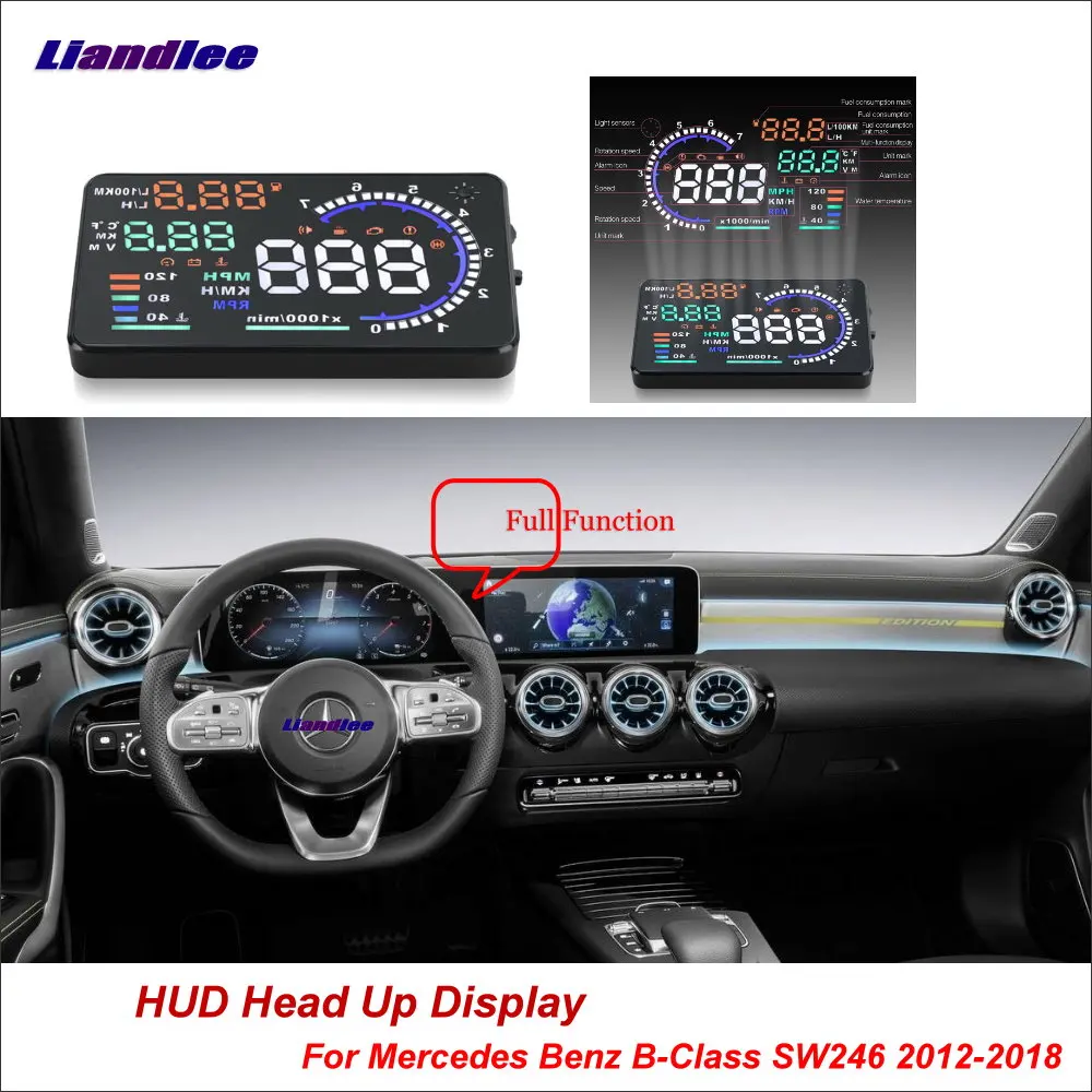 Liandlee автомобильный HUD Дисплей для Mercedes Benz B-Class SW246 2012-2018 безопасный экран вождения
