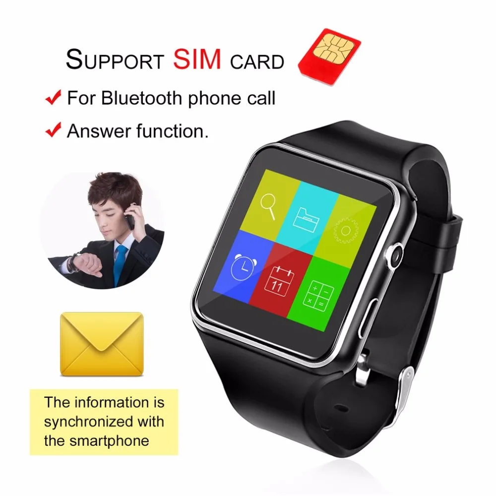 X6 Sports Bluetooth Smart Watch Color Screen With Camera Support SIM Card Sleep Monitoring For iPhone For Android